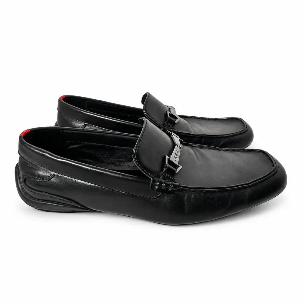 GUESS GMDREAM Men's Black Loafers Dress Shoes Size 8.5 Slip On Excellent No Box